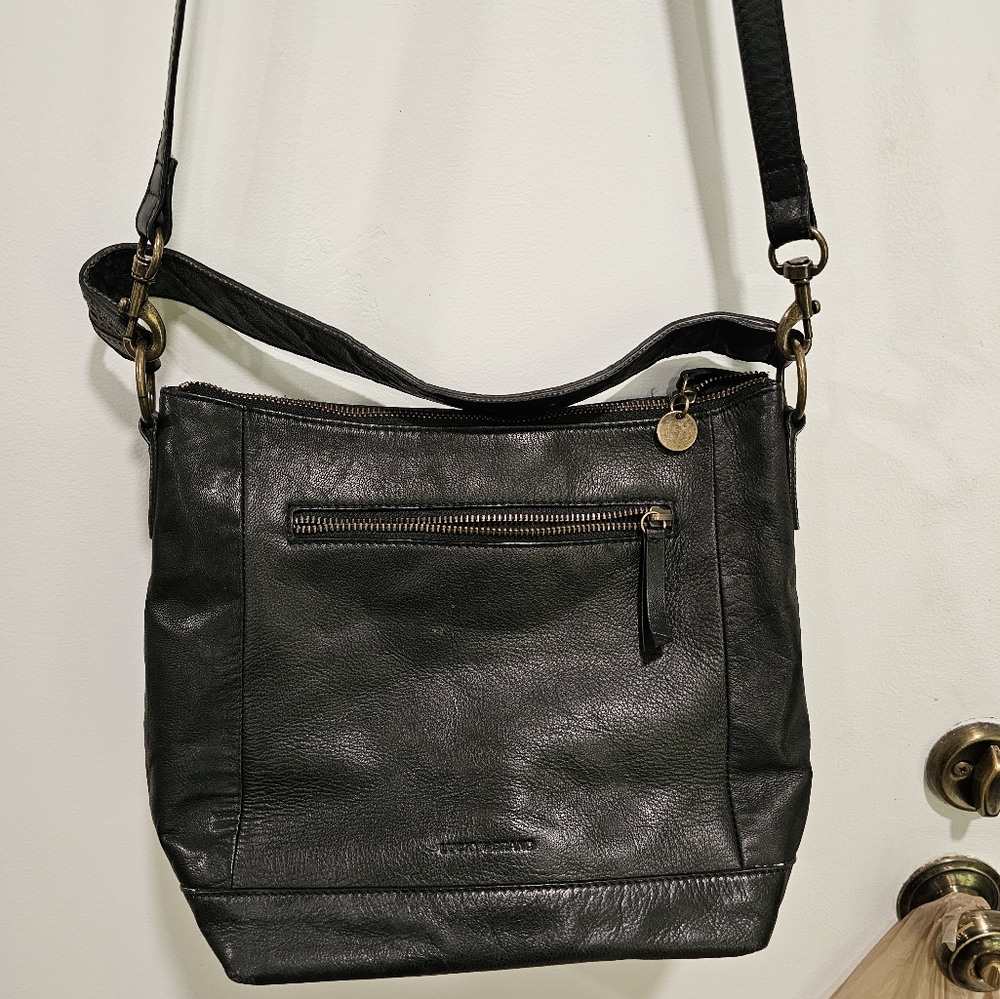 Lucky Black leather handbag with shoulder strap